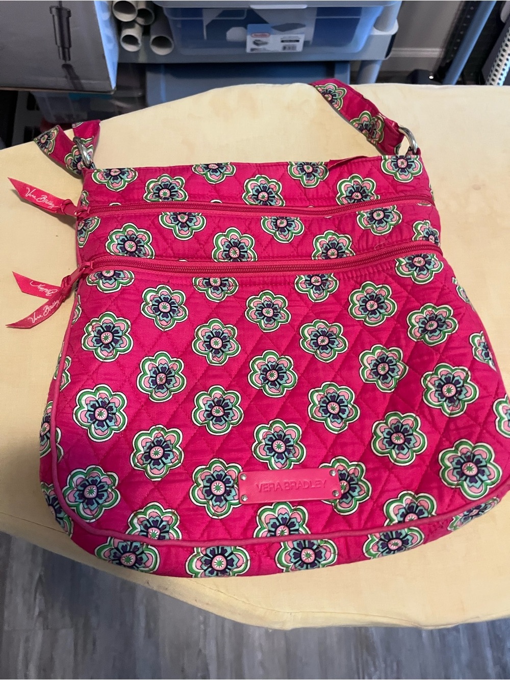 Vera Bradley Hot Pink Floral Quilted Crossbody Bag